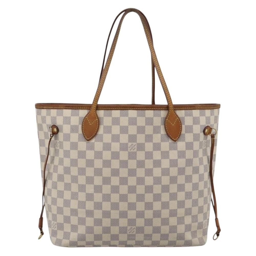 Louis Vuitton Damier Azur Neverfull MM Tote Bag White